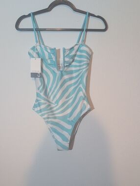 Salt The Label Aqua Zebra-Print One-Piece Swimsuit